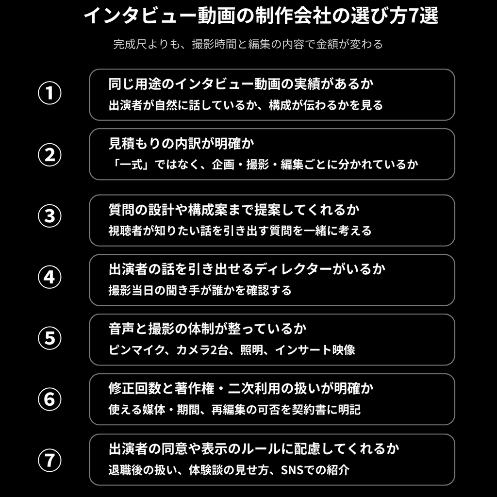 インタビュー動画の制作会社の選び方7選